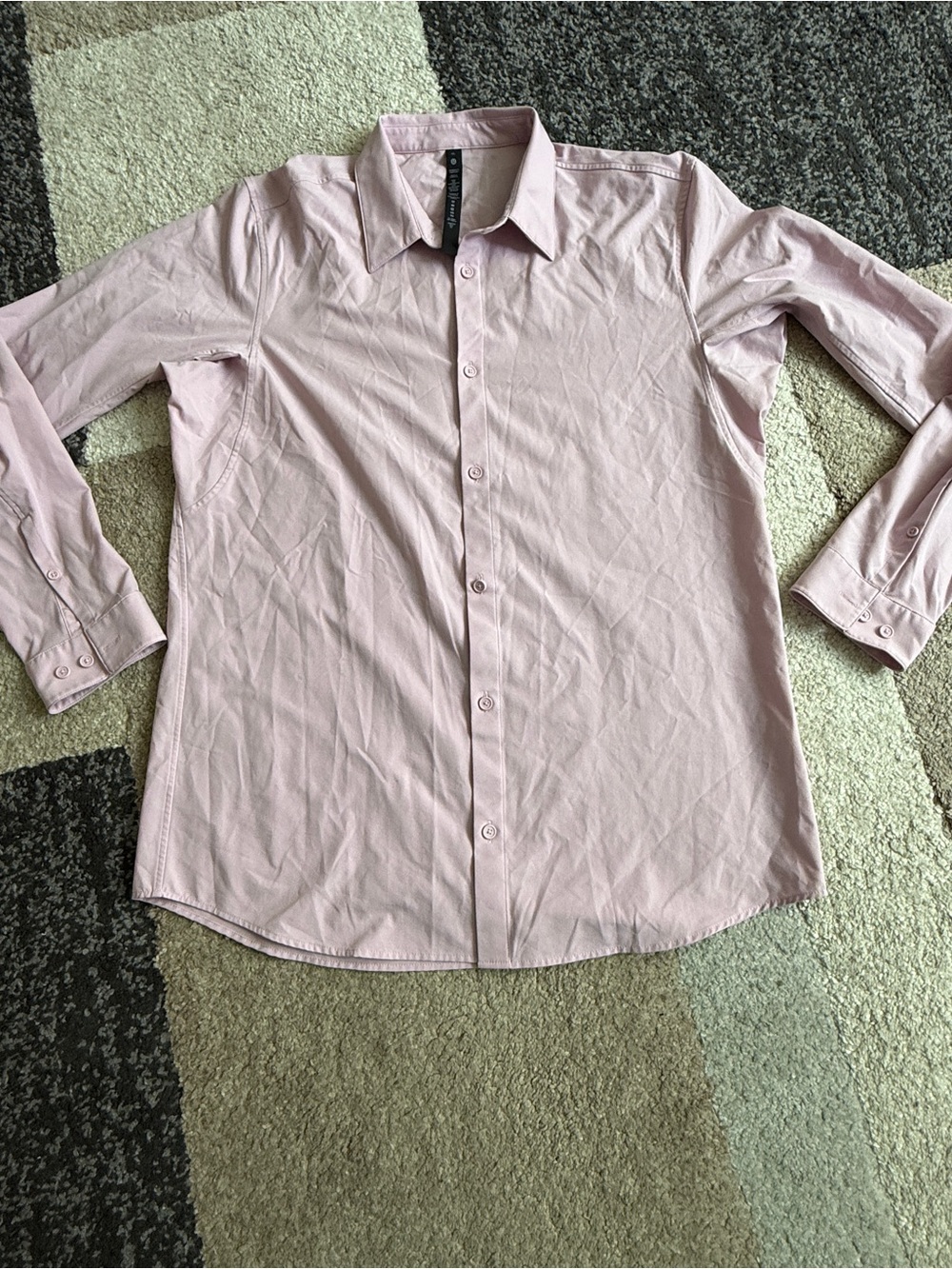 Lululemon Men's New Venture Light Pink Long Sleeve Button-Up Dress XL Shirt
